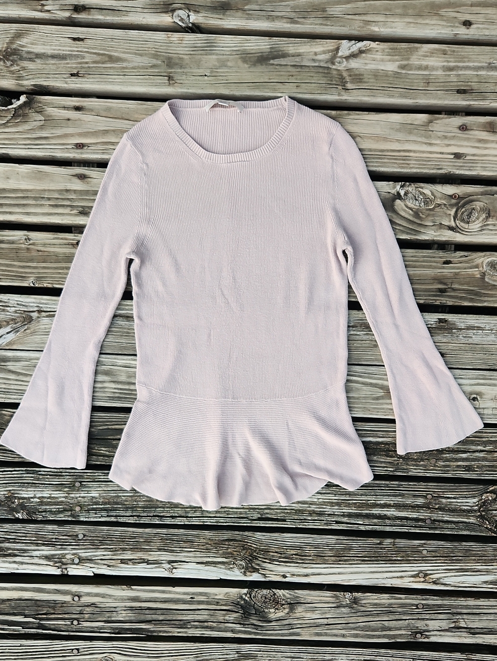 Ann Taylor Loft Small Beige Brown Cream Knit Sweater Stretchy Fall Winter Basic